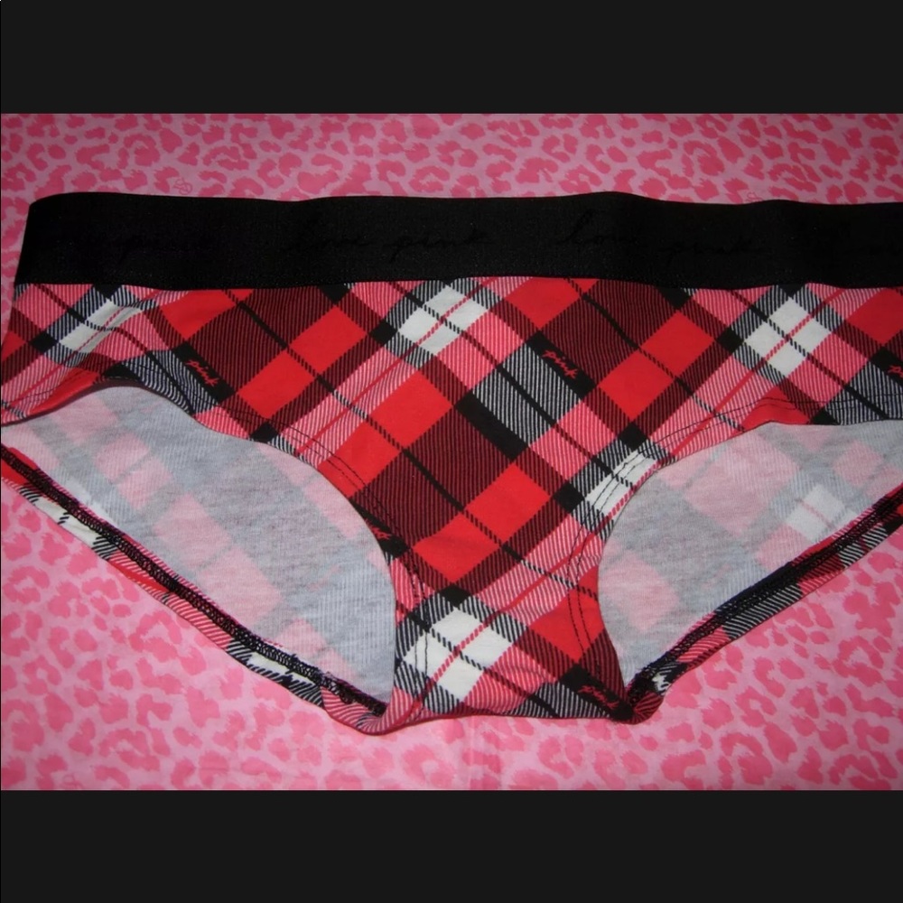 PINK Hipster Christmas Plaid NWT